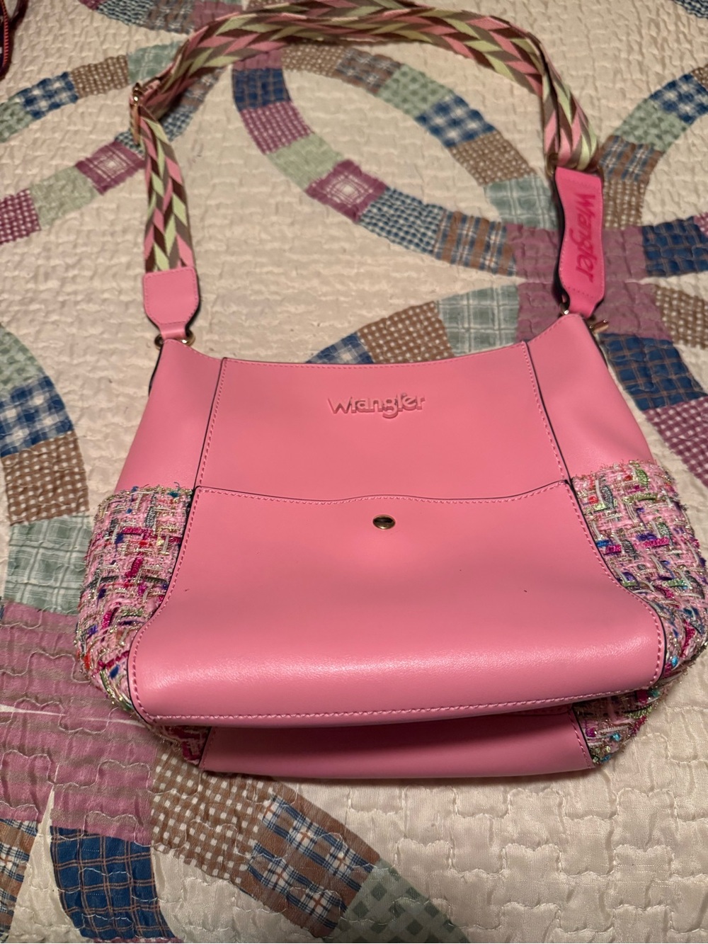 Wrangler Pink Crossbody with Multicolor Tweed Accents